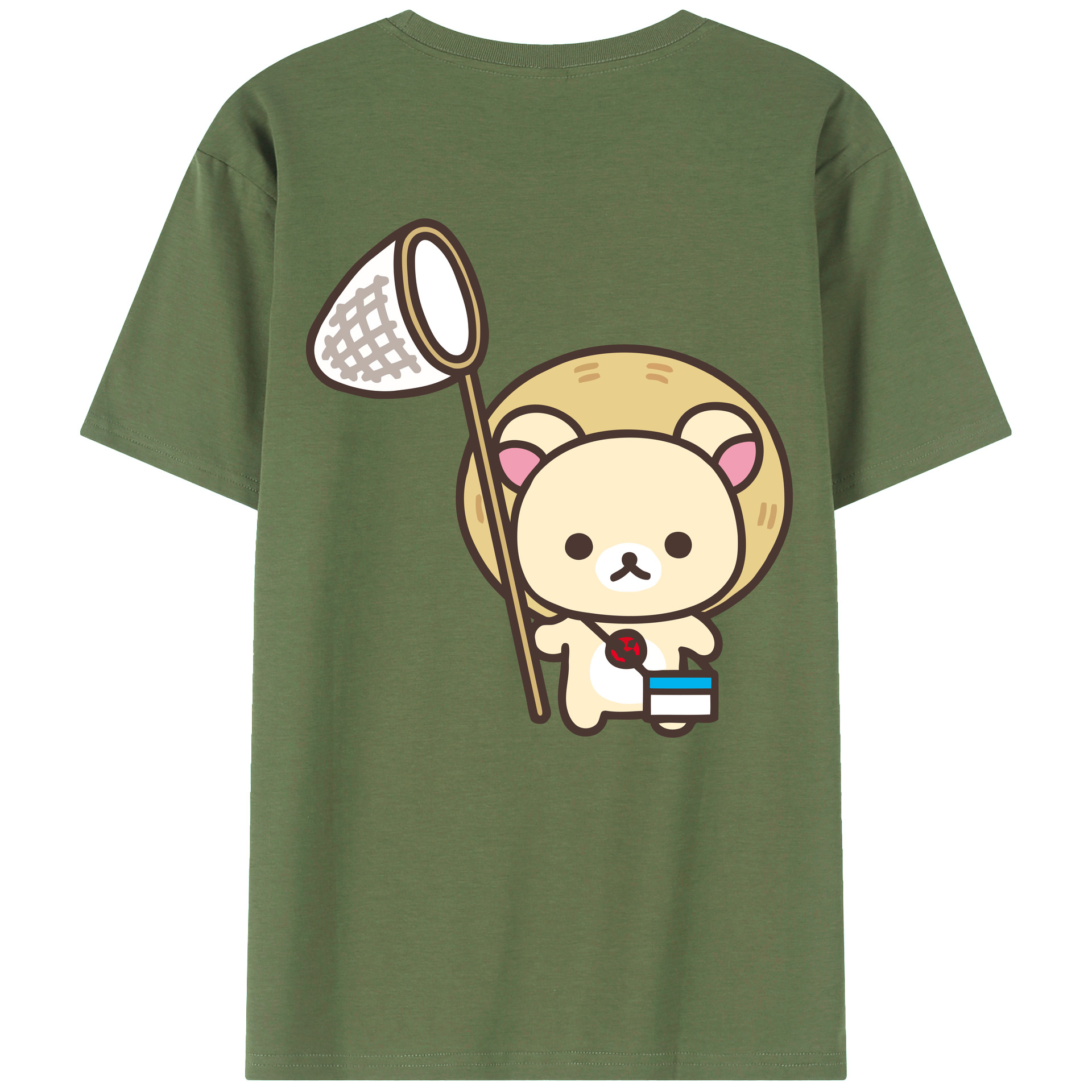 （画像用） リラックマ リラックマ キイロイトリ Rilakkuma Korilakkuma Kiiroitori 綿100％ メンズ半袖Tシャツ（バックプリント） 通気性